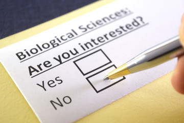Fototapeta premium One person is answering question about biological sciences.