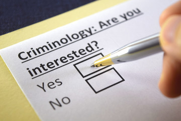 Fototapeta premium One person is answering question about criminology.