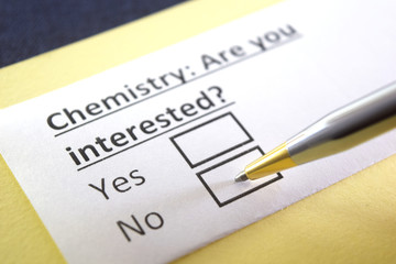 Fototapeta premium One person is answering question about chemistry.