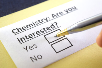 Fototapeta premium One person is answering question about chemistry.