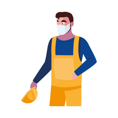 Industry operator wearing face mask at work