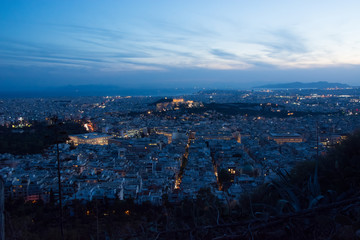 Fototapeta premium Night view of Athens city skyline and Acropolis at night, Greece