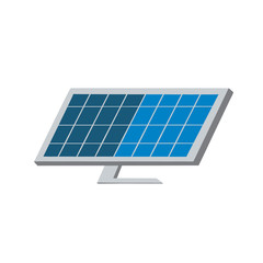 Photovoltaic solar panel system isolated on white background. Isometric solar panel flat style illustration. Alternative green energy source, sustainability concept.