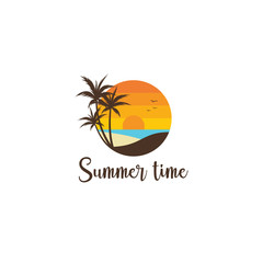 island logo in the summer time flat concept design © Sabavector
