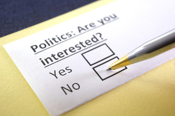 One person is answering question about politics.