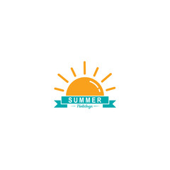 Summer sun logo flat design concept