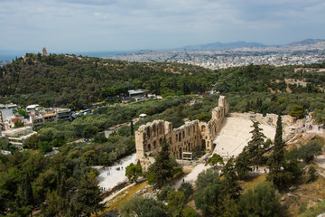 Fototapeta na wymiar Ruins of ancient theater of Herodion Atticus, Athens, Greece