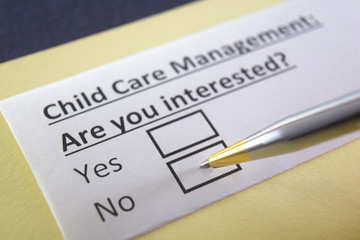 Obraz premium One person is answering question about child care management.