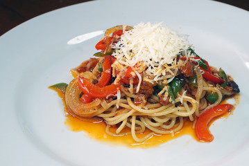 Pasta fettucini with bolognese sauce