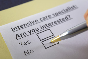 One person is answering question about intensive care specialist.