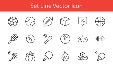 Set of Sports balls, hobbies, entertainment vector line icons. It contains symbols of football, basketball, bowling, tennis and much more. Editable Stroke. 32x32 pixels.