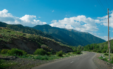 Fototapeta na wymiar Steppe of Mount Kazakhstnvn hill road