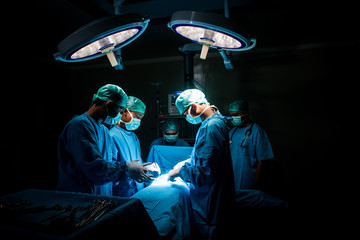Medical Team Performing Surgical Operation in Modern Operating Room