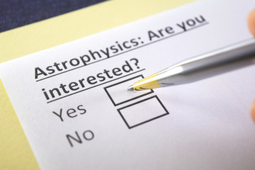 Fototapeta premium One person is answering question about astrophysics.
