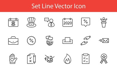 International Presidents Day Set Line Vector Icons. Contains such Icons as Hat, President, Voting, USA, Flag, Elections, Government, Ballot, Box, Check, Politics and more Editable Stroke 32x32 Pixels