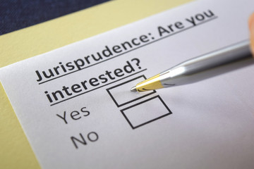 Fototapeta premium One person is answering question about Jurisprudence.