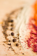 red pepper and other spices closeup,for cooking.
