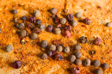 red pepper and other spices closeup,for cooking.