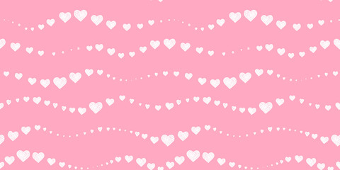 Lovely hand drawn doodle hearts seamless pattern, romantic background, great for Valentines Day themes, textiles, banners, wallpapers, wrapping -vector design