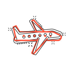 Plane icon in comic style. Airplane cartoon vector illustration on white isolated background. Flight airliner splash effect business concept.