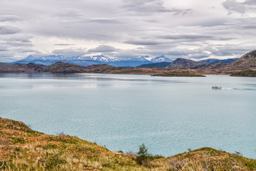 Panorama of Chilean Torres del Paine National Park in Patagonia, Chile