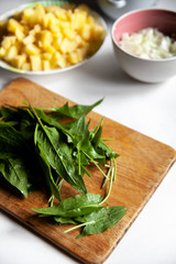 sorrel on the cutting Board