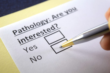 Fototapeta premium One person is answering question about pathology.