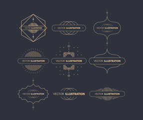 Fototapeta premium Decorative design element in retro style. Line art design for invitations, posters or presentation. Vector calligraphic template.