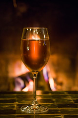 Full wine glass on the table