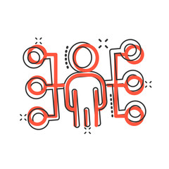 Corporate organization chart people vector icon in comic style. People cooperation cartoon illustration on white background. Teamwork splash effect business concept.