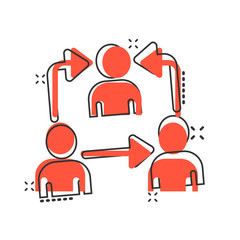 People referral icon in comic style. Business communication cartoon vector illustration on white background. Reference teamwork splash effect business concept.