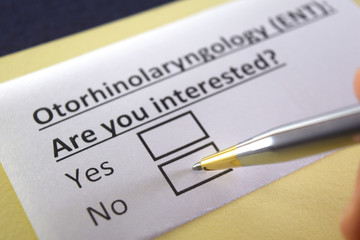 Obraz premium One person is answering question about otorhinolaryngology.