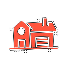 Building icon in comic style. Home cartoon vector illustration on white isolated background. House splash effect business concept.