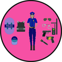 police objects. Illustration for web and mobile design.