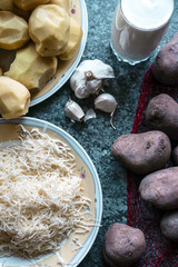 Ingredients for cooking dishes with potatoes.