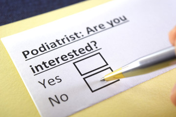 Obraz premium One person is answering question about podiatrist.