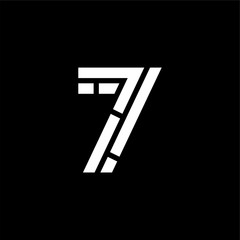 Vector Double Line Cuts Logo Number 7