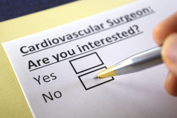 Obraz premium One person is answering question about cardiovascular surgeon.