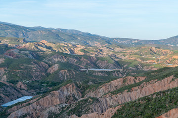 Fototapeta na wymiar mountainous landscape with badlands in southern Spain