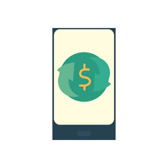 dollar symbol inside smartphone flat style icon vector design