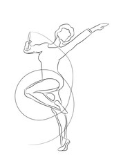 gymnast vector illustration, line drawing, vector