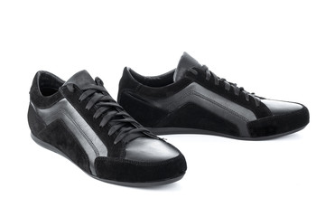 Black men shoes on white background  isolated