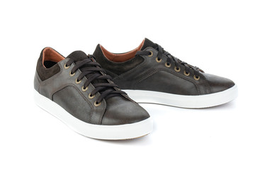 Black men shoes on white background  isolated