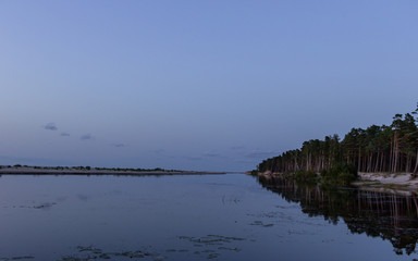 Baltic sea view and forest at evening time