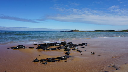 Fototapeta na wymiar Rocks on the sandy beach