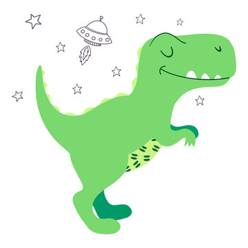 Little cute dinosaur. Vector illustration for baby clothes.