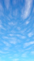 Blue sky background with white clouds. Cumulus white clouds in the clear blue sky in the morning. 3D illustration