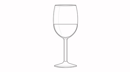 Vector Isolated Illustration of a Cup of Wine in black and white