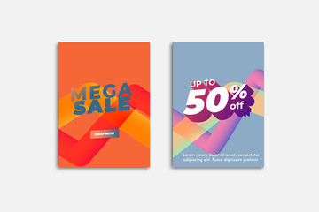 Mega Sale banner. Sale banner template design. Flash sale special offer set, vector