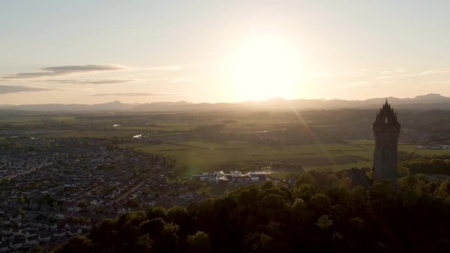 Golden hour at the wallace monument in Stirling, Stirlingshire, Scotland.